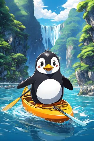 Pinguino En Canoa
