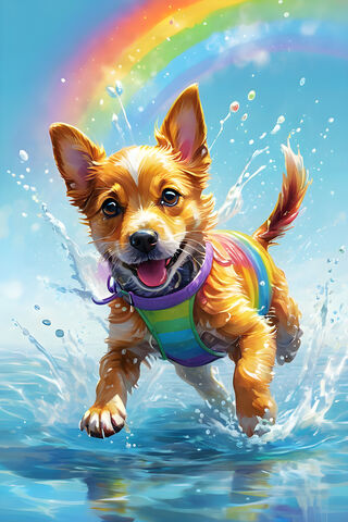 Puppy Dog Splashing In ..