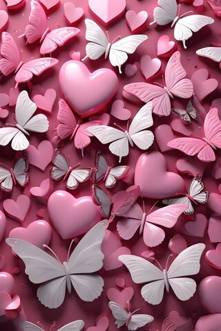 Whimsical Love: A Dance of Hearts and Butterflies' 🦋💖