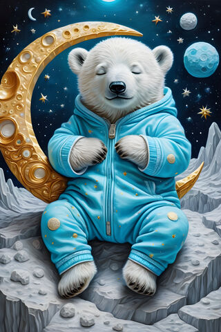 Polar Bear Sleeping On The Moon