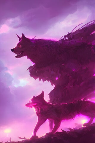 Pink Neon Wolf