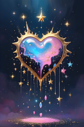 Pink and Blue Floating Opal Heart