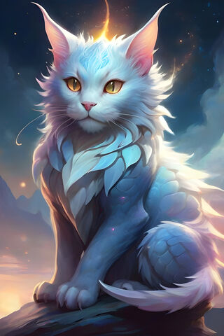 Mystical White Cat 🌌✨