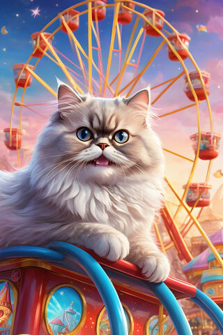 Persian Himalayan Cat At An Amusement Park