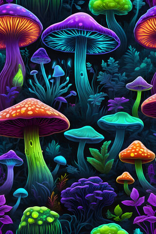 Psychedelic Trippy Mushrooms