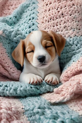 Puppy Sleeping On A Blanket
