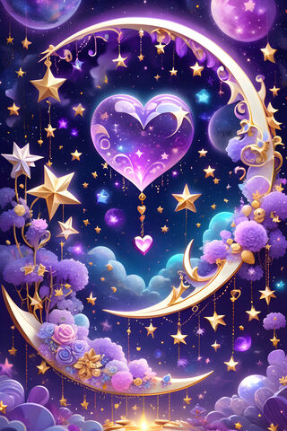 Purple and Gold Hearts