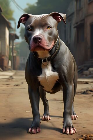 Majestic Pit Bull in the City 🐾