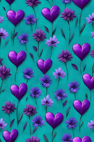 Purple Hearts and Flowers