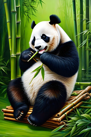 Panda Eating Bamboo