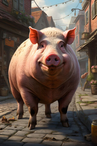 Happy Pig in the Villag..