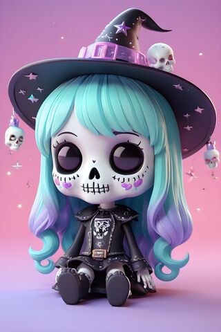 Pastel Goth Kawaii Skull Doll