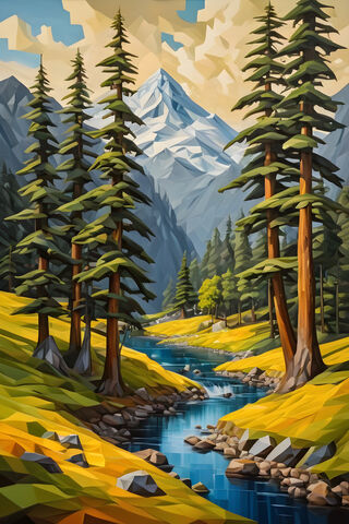 Tranquil Mountain Stream 🌲🏞️