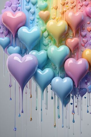 Pastel Dripping Hearts