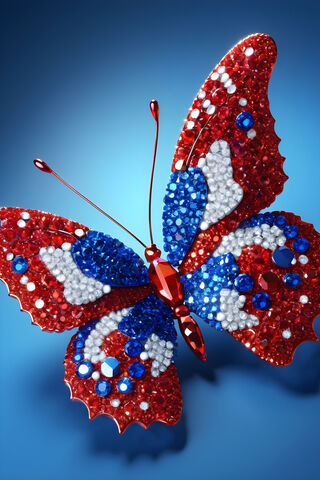 Patriotic Jeweled and Beaded Butterfly