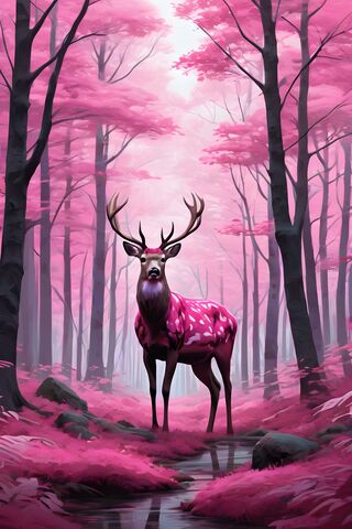 Enchanted Pink Forest Guardian 🌸🦌