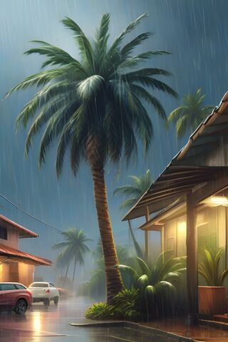 Palm Trees In A Street