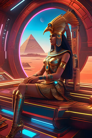 Queen Cleopatra and Her Ship On Mars