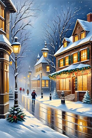 Quaint Little Town Christmas Time