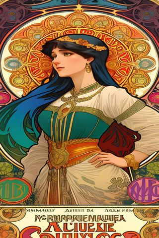 Enchanting Elegance: A Modern Art Nouveau Muse 🌟