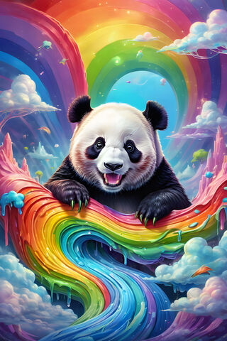 Rainbow Melting Happy Panda