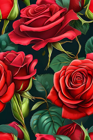 Vibrant Red Roses 🌹✨