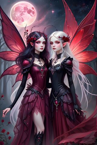 Enchanted Night: The Crimson Fairies 🌙🧚‍♀️
