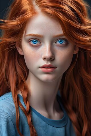 Enchanting Redhead with Striking Blue Eyes 🌟