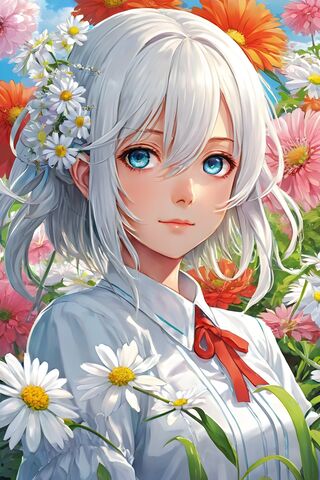 Ragazza Con Fiori Bianchi