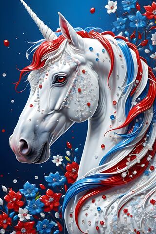 Red White and Blue Unicorn