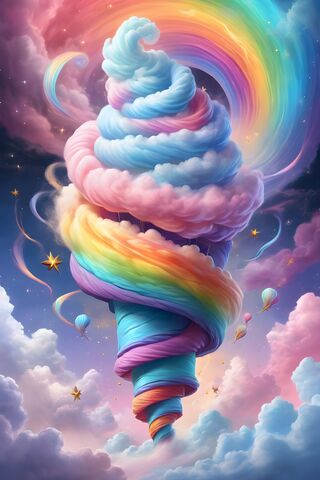 Rainbow Cotton Candy Tornado With Stars