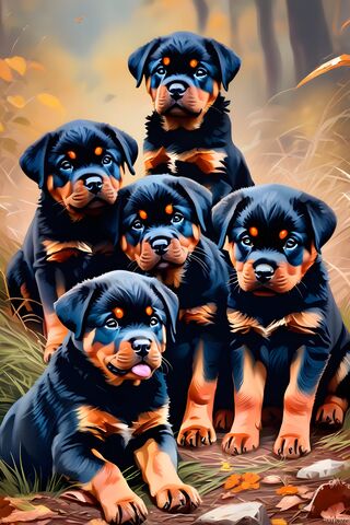 Adorable Rottie Pups: A Bundle of Joy! 🐾❤️