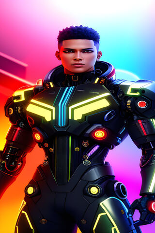 Futuristic Hero in Neon Armor 🌟