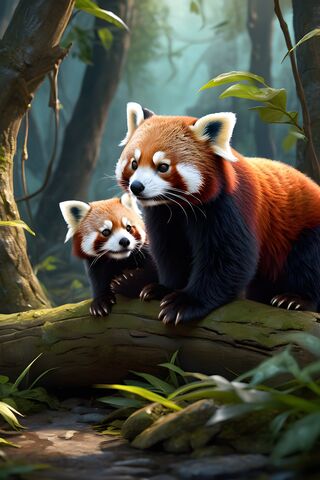 Red Panda Bear & Cub