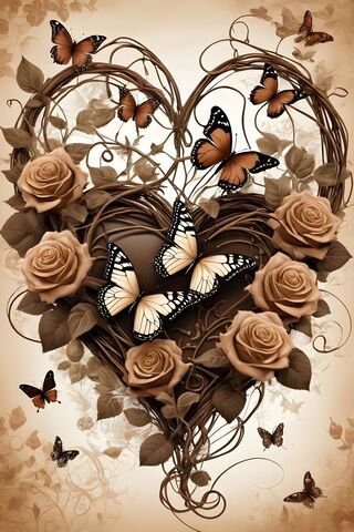 Roses, Butterflies and Hearts Of Vines