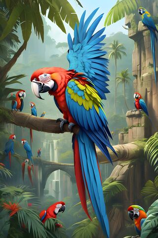 Tropical Paradise: The Colorful Macaws 🦜🌴