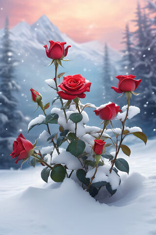 Rose In Snow