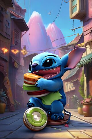 Adorable Blue Creature in a Colorful Alley 🍔✨