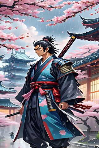 Samurai in Cherry Bloss..