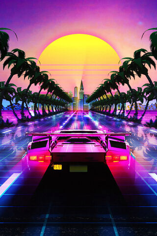 Retro Neon Car