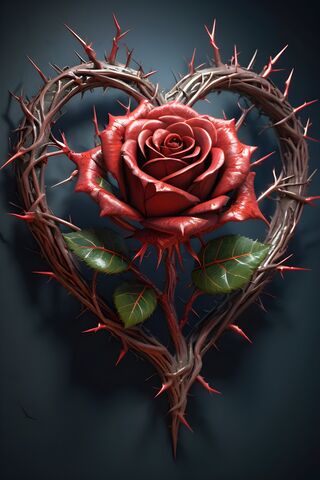 Rose With Heart Of Thorns