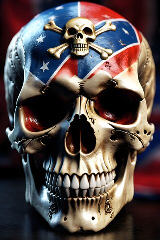 Rebel Flag Human Skull