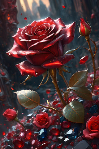 Rose With Scattered Gemstones