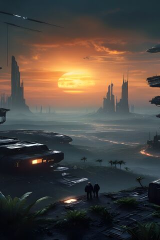 Space Settlement Sunset