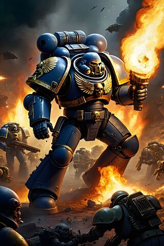 Space Marine Fighting For His Brothers