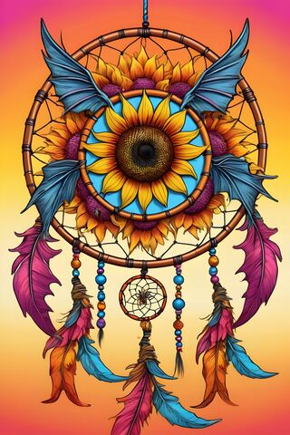 Sunflower Dream Catcher Meets Dragon