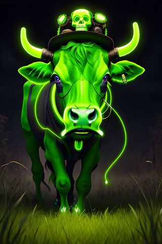 Neon Cow with a Twist �..