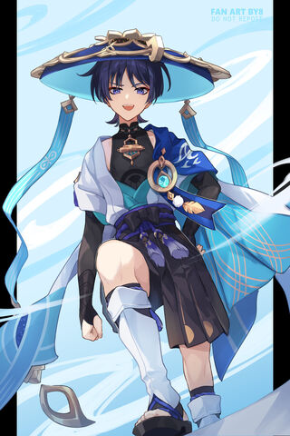 Enigmatic Hero in Blue 🌊✨