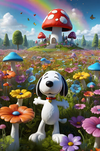 Snoopy and A Toadstool House