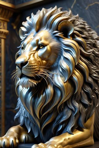 Majestic Golden Lion Sculpture 🦁✨